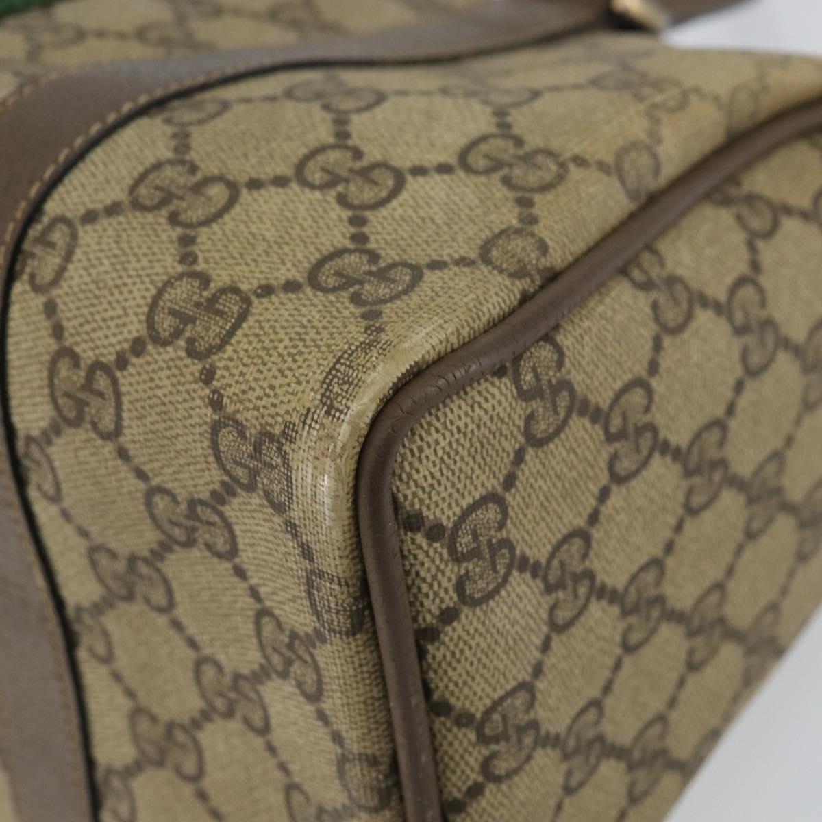 GUCCI GG Supreme Web Sherry Line Bag PVC Beige Gold 116 02 006 Auth 157857