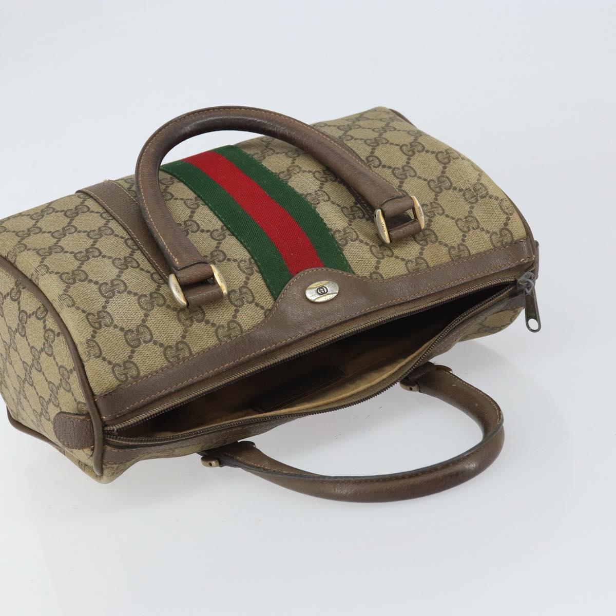 GUCCI GG Supreme Web Sherry Line Bag PVC Beige Gold 116 02 006 Auth 157857