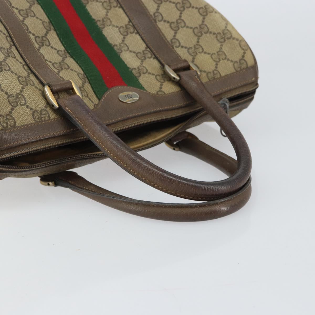 GUCCI GG Supreme Web Sherry Line Bag PVC Beige Gold 116 02 006 Auth 157857