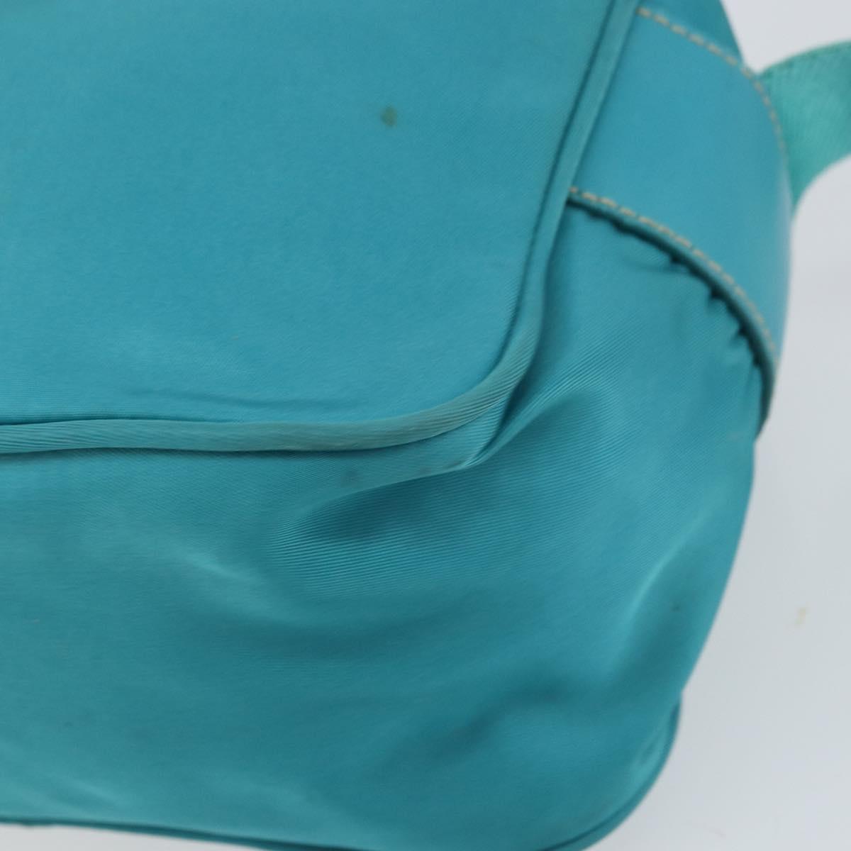 PRADA Shoulder Bag Nylon Turquoise Blue Silver Auth 157870