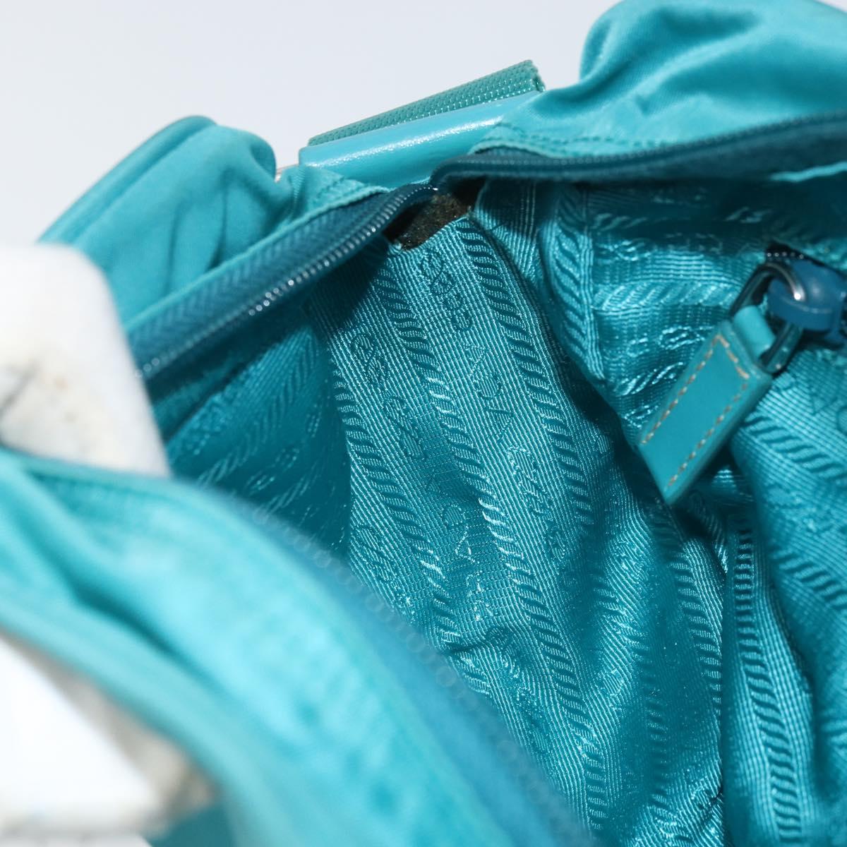PRADA Shoulder Bag Nylon Turquoise Blue Silver Auth 157870