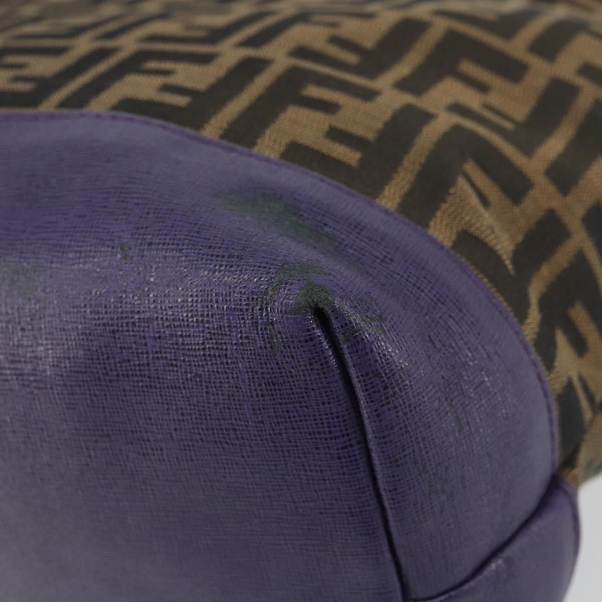 FENDI Zucca Canvas Tote Bag Black Brown Purple Auth 157871