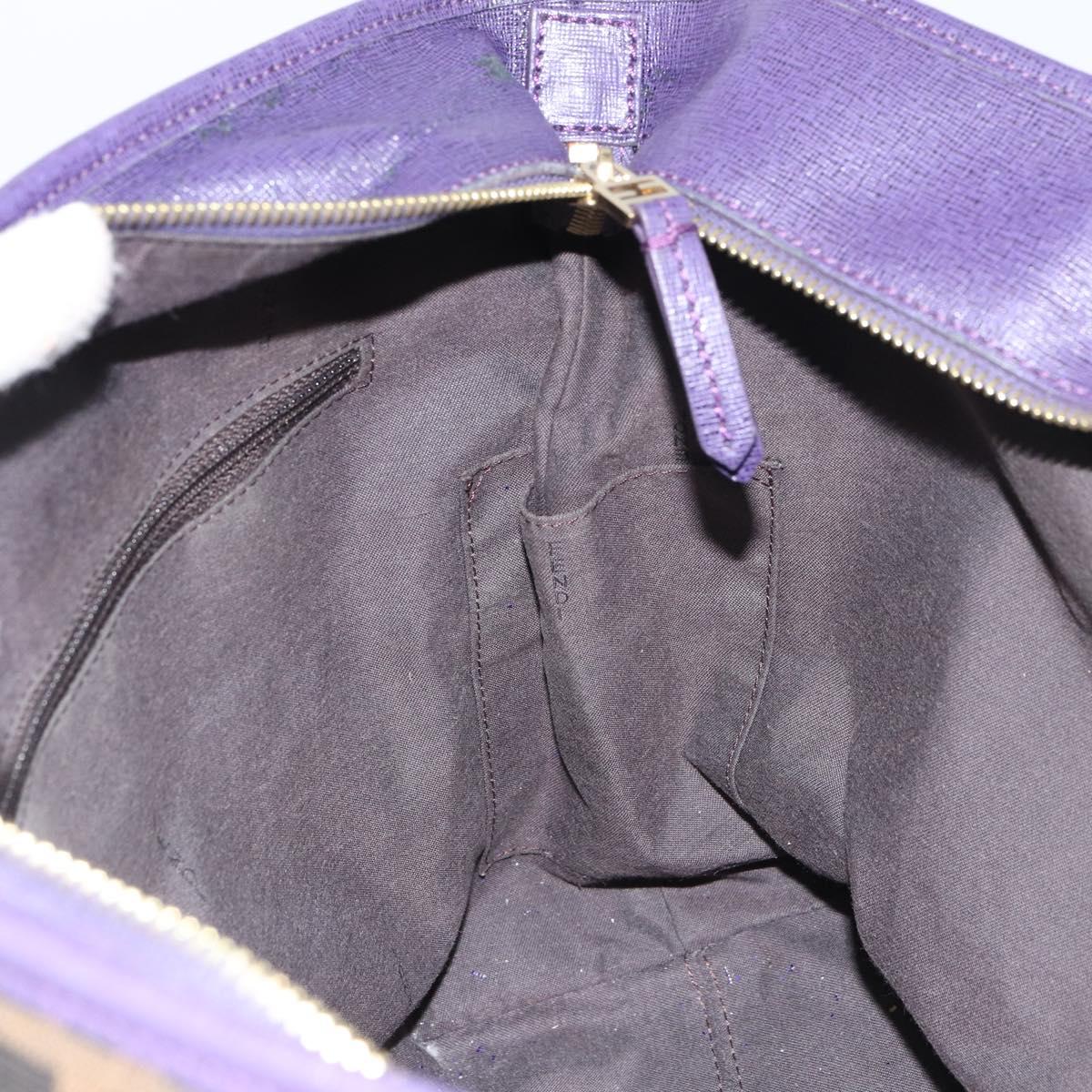 FENDI Zucca Canvas Tote Bag Black Brown Purple Auth 157871