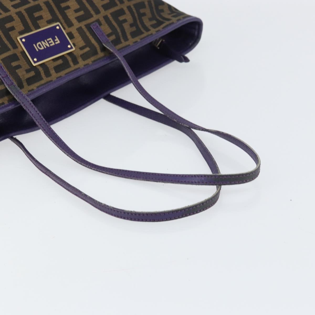 FENDI Zucca Canvas Tote Bag Black Brown Purple Auth 157871