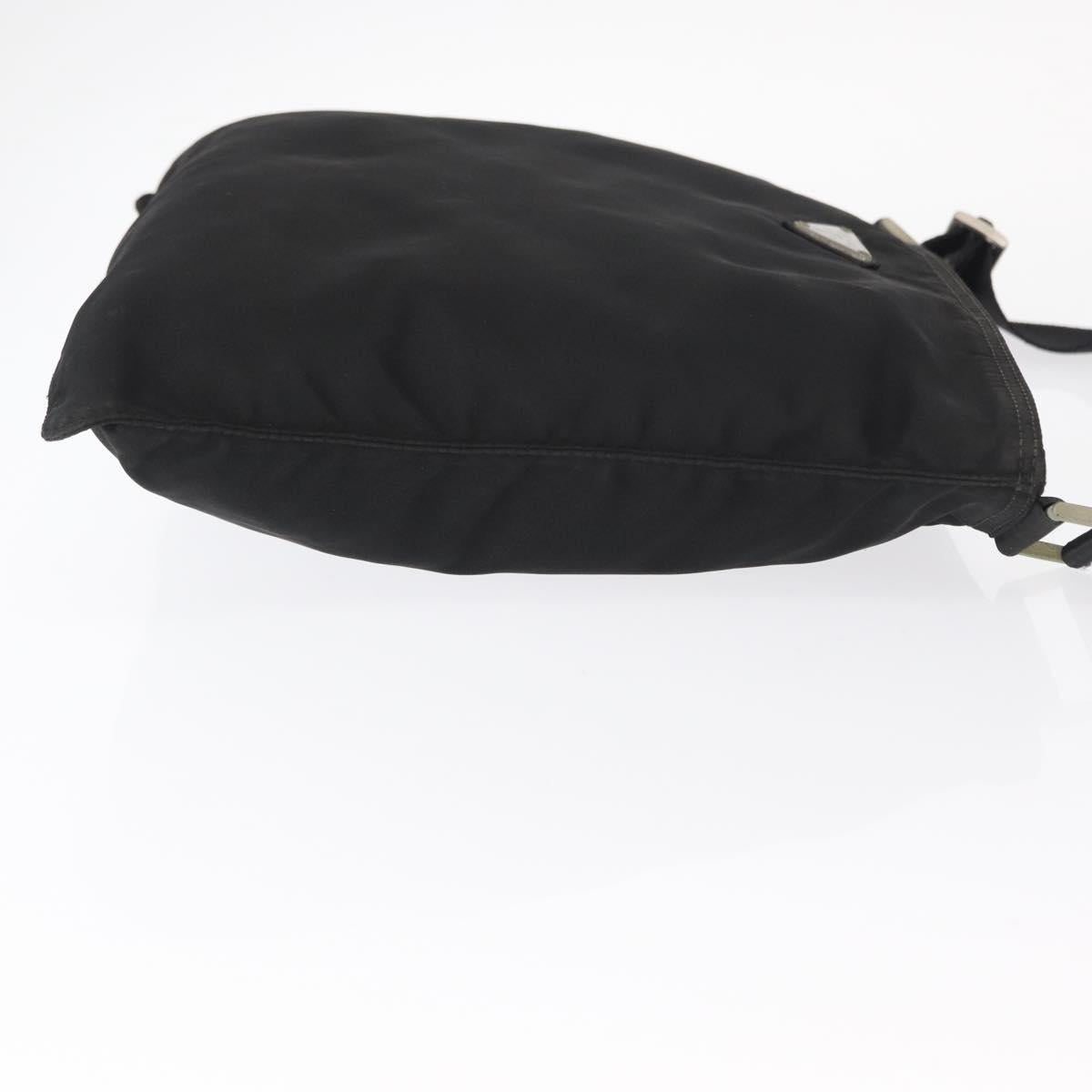 PRADA Shoulder Bag Nylon Black Silver Auth 157878