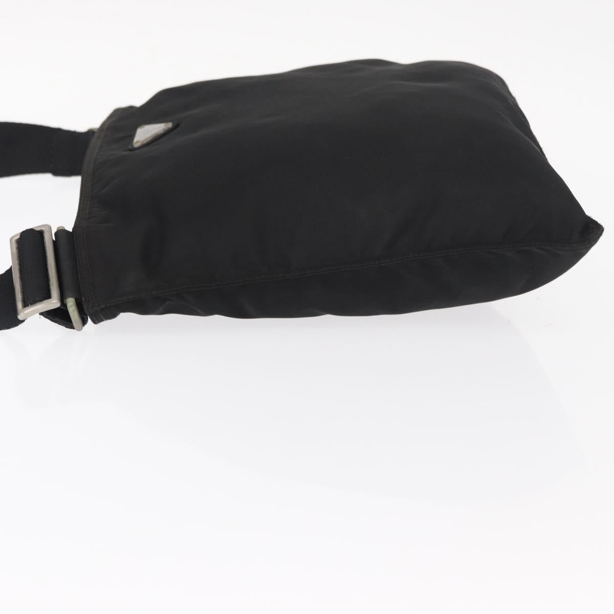 PRADA Shoulder Bag Nylon Black Silver Auth 157878