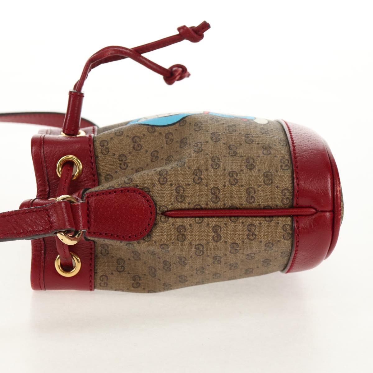 GUCCI Micro GG Supreme Doraemon Mini Bucket Bag PVC Beige 647801 Auth 157883SM