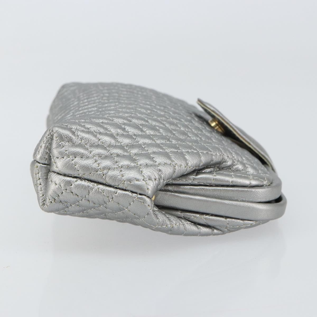 BALLY Pouch Leather Silver Auth 157887