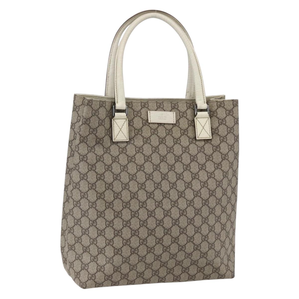 GUCCI GG Supreme Tote Bag PVC Beige Silver 131220 Auth 157900