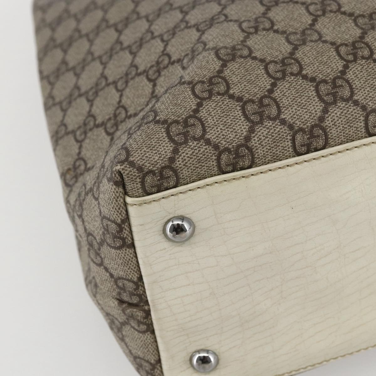 GUCCI GG Supreme Tote Bag PVC Beige Silver 131220 Auth 157900