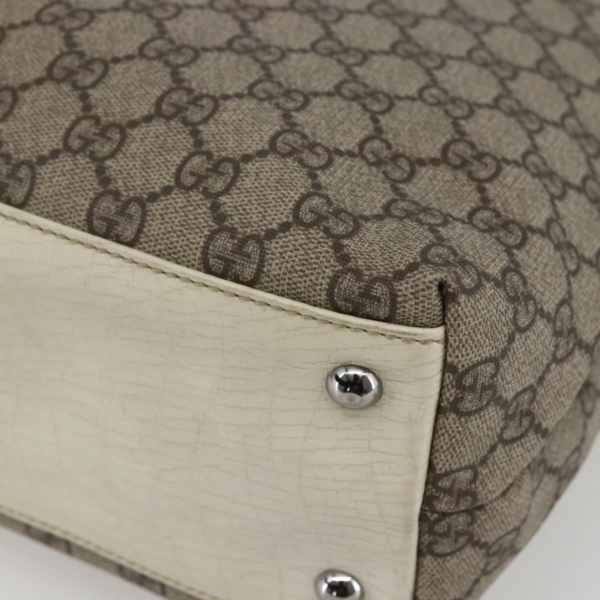 GUCCI GG Supreme Tote Bag PVC Beige Silver 131220 Auth 157900