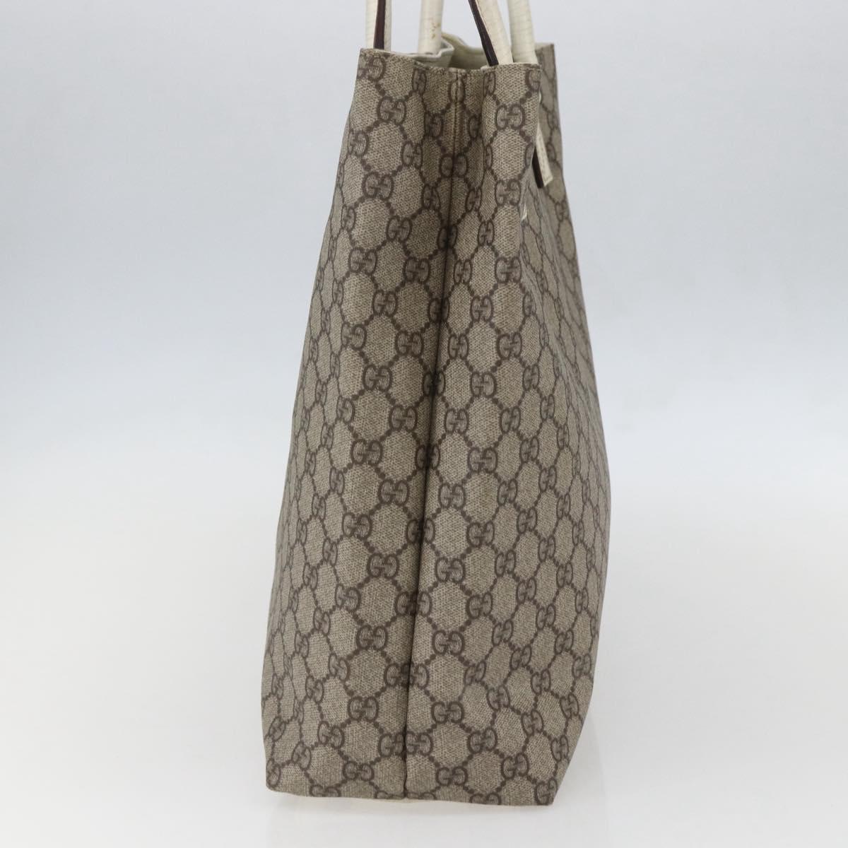 GUCCI GG Supreme Tote Bag PVC Beige Silver 131220 Auth 157900