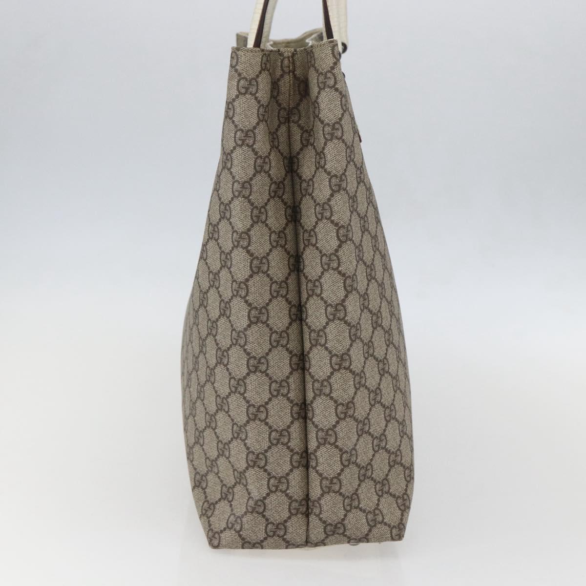 GUCCI GG Supreme Tote Bag PVC Beige Silver 131220 Auth 157900