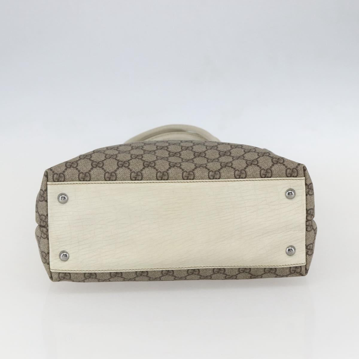 GUCCI GG Supreme Tote Bag PVC Beige Silver 131220 Auth 157900