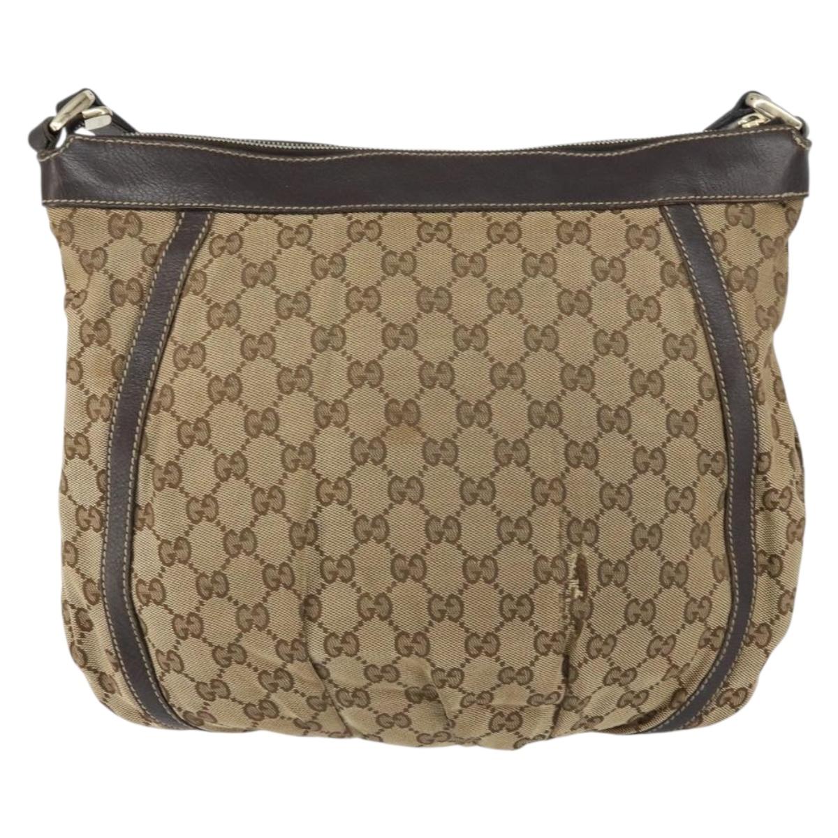 GUCCI GG Canvas Abbey Shoulder Bag Beige Gold 204940 Auth 157904