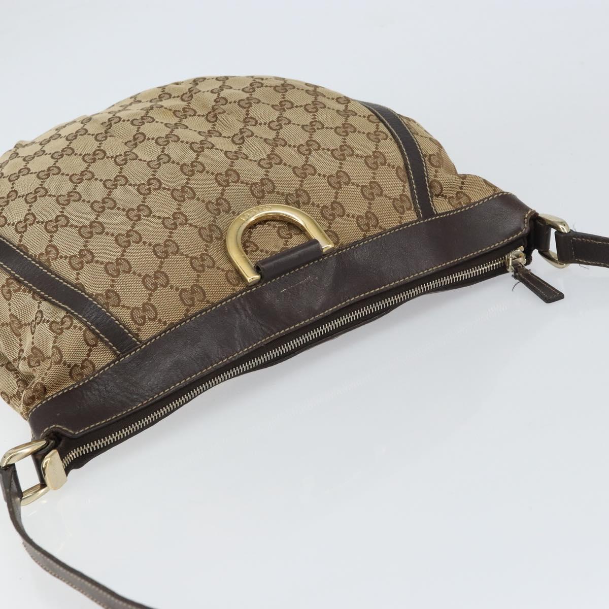 GUCCI GG Canvas Abbey Shoulder Bag Beige Gold 204940 Auth 157904