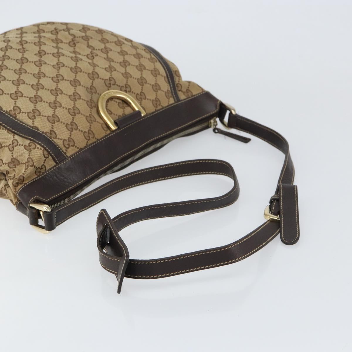 GUCCI GG Canvas Abbey Shoulder Bag Beige Gold 204940 Auth 157904
