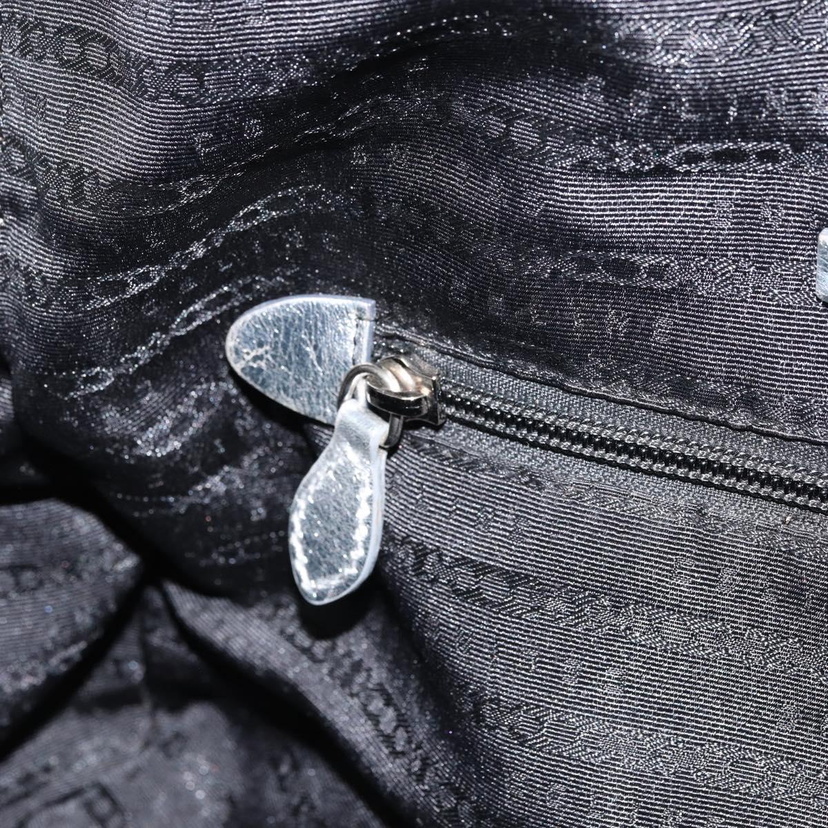CELINE Hand Bag Leather Silver Auth 157912