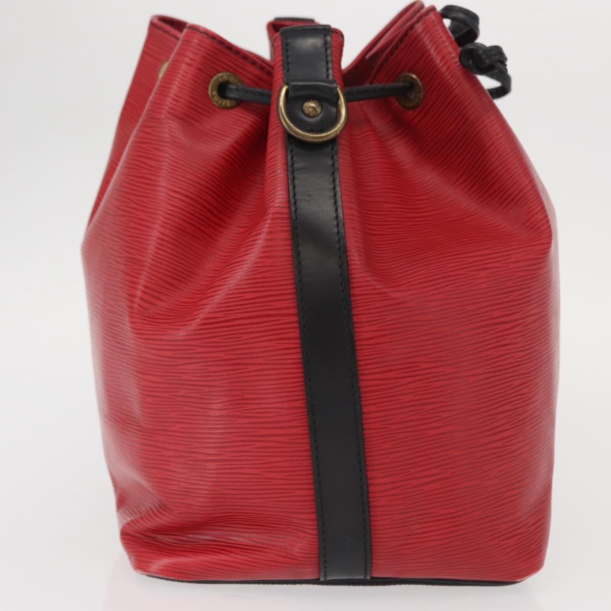 LOUIS VUITTON Epi Petit Noe Shoulder Bag Bicolor Black Red M44017 LV Auth 157914
