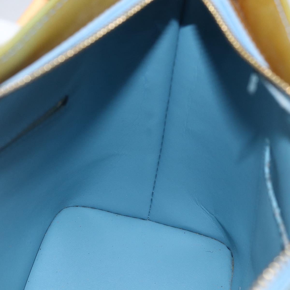 LOUIS VUITTON Monogram Vernis Houston Hand Bag Baby Blue M91005 LV Auth 157916