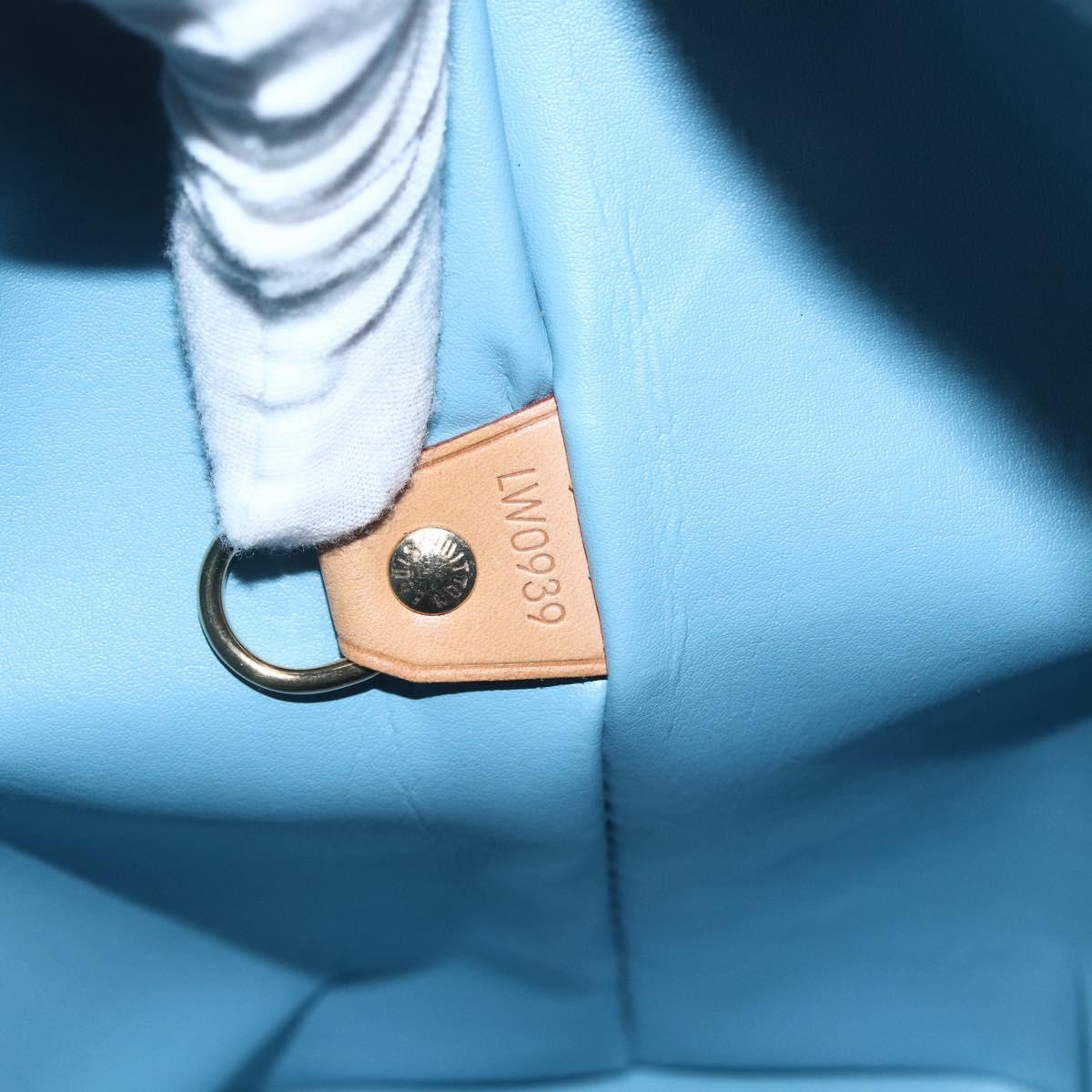 LOUIS VUITTON Monogram Vernis Houston Hand Bag Baby Blue M91005 LV Auth 157916