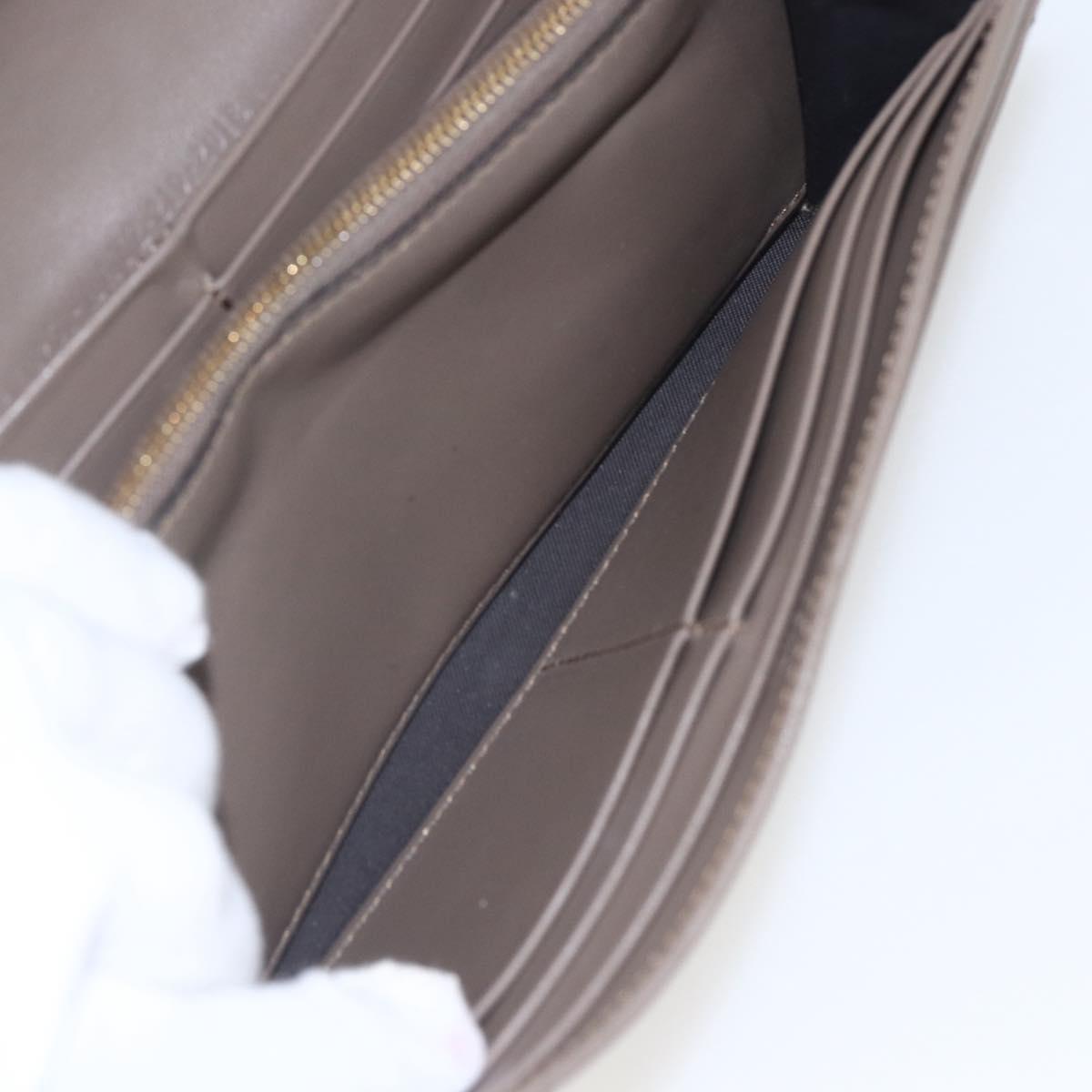 FENDI Continental Wallet Leather Gray Gold Auth 157935