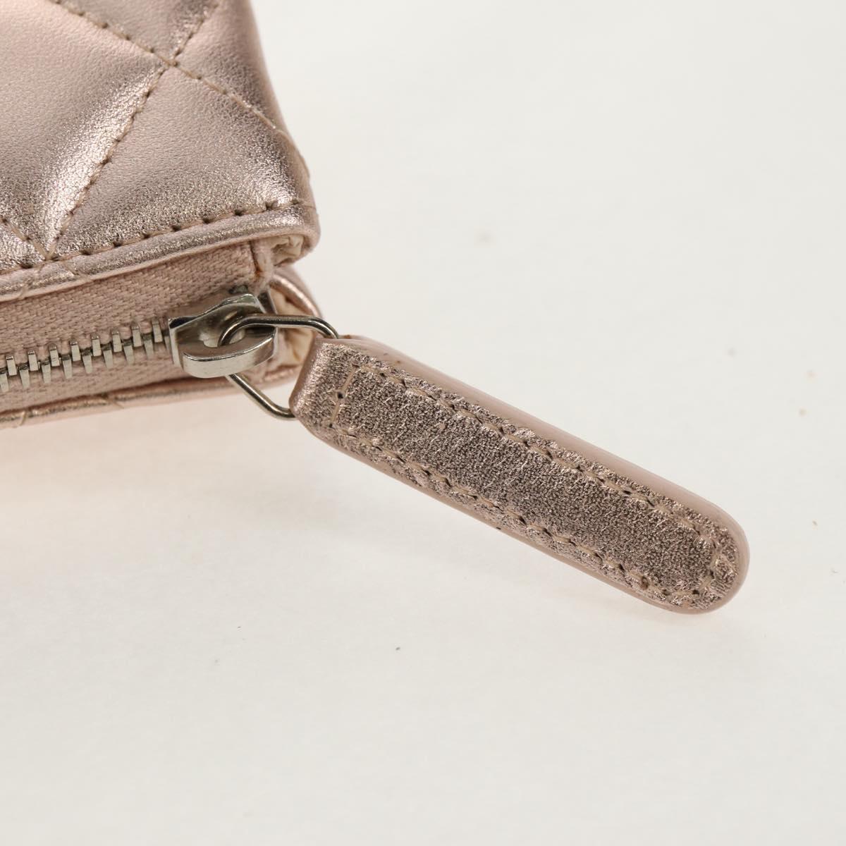 CHANEL Matelasse Pouch Lamb Skin Pink Gold CC Auth 157936M