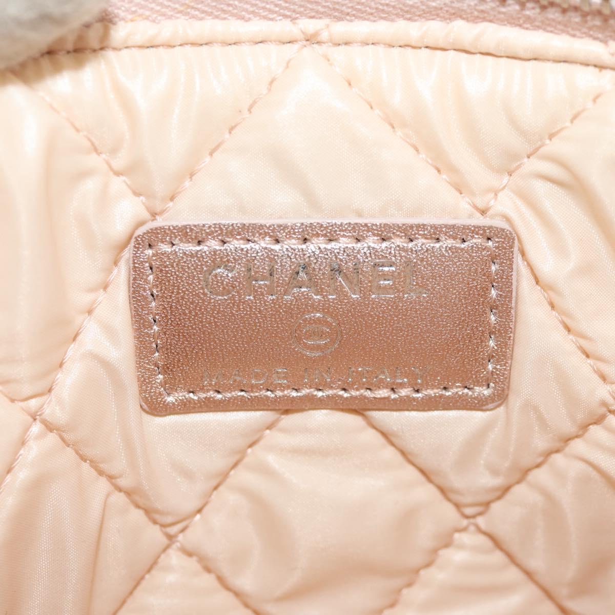 CHANEL Matelasse Pouch Lamb Skin Pink Gold CC Auth 157936M