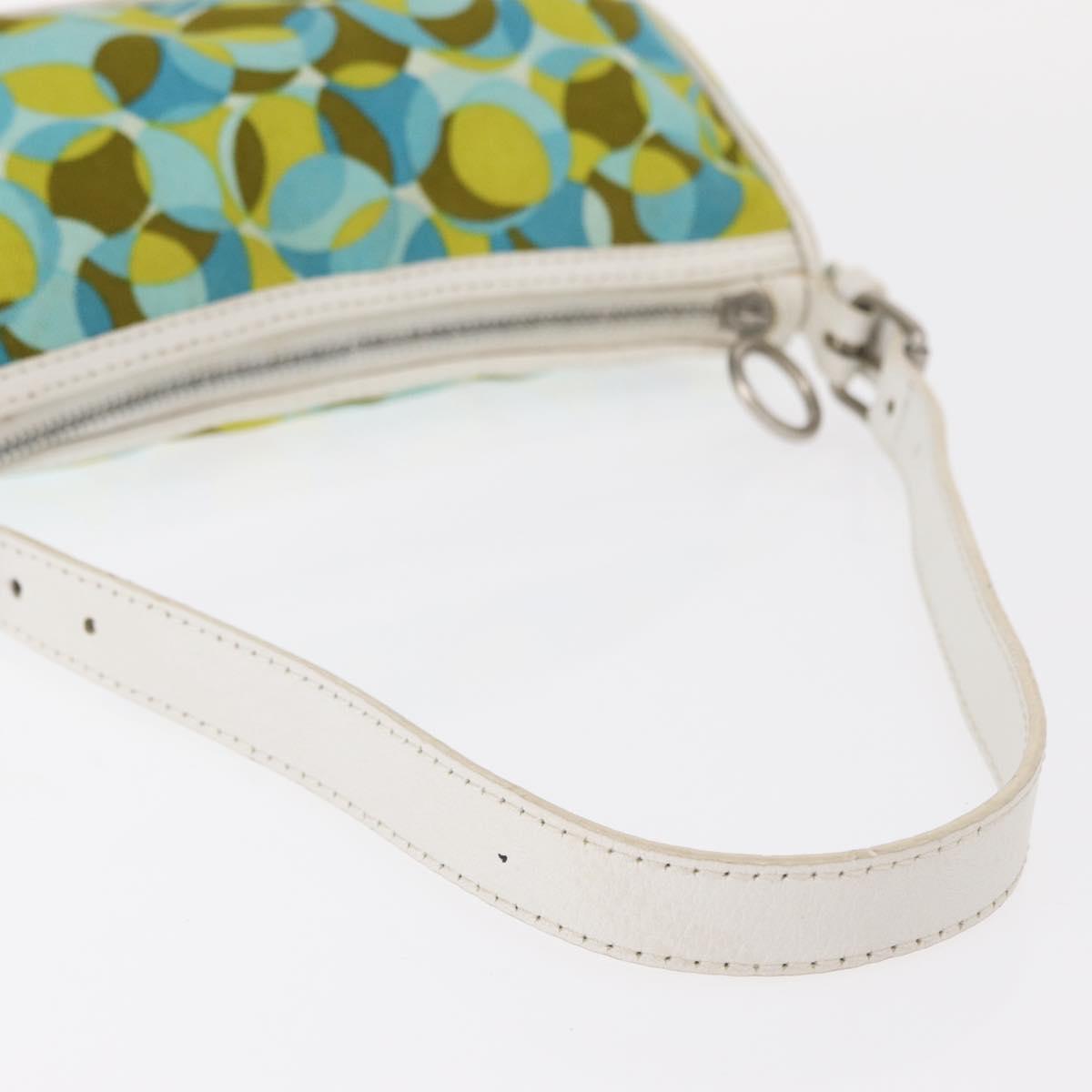 CELINE Accessory Pouch Canvas Green Silver Auth 157942