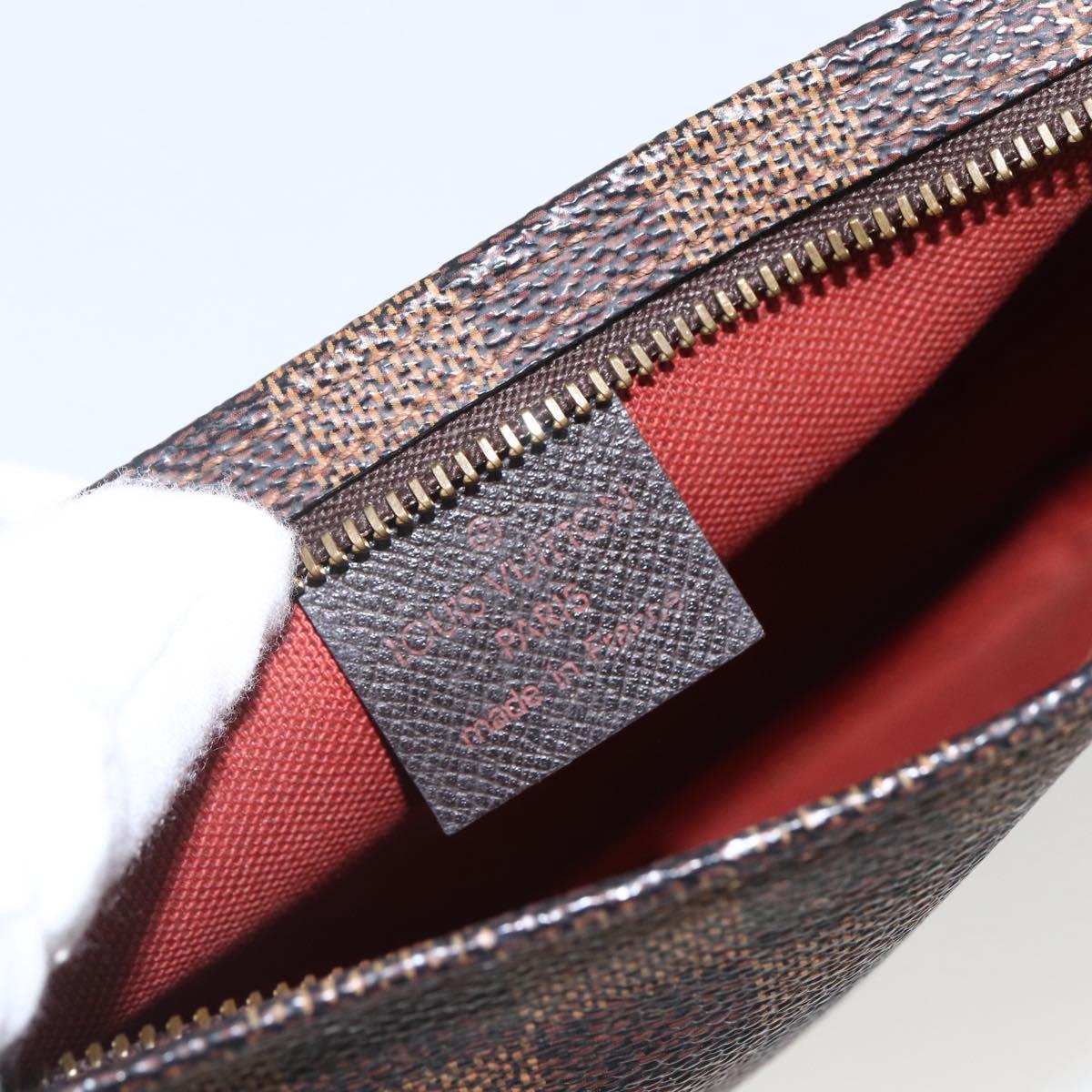 LOUIS VUITTON Damier Ebene Trousse Makeup Pouch N51982 LV Auth 157945