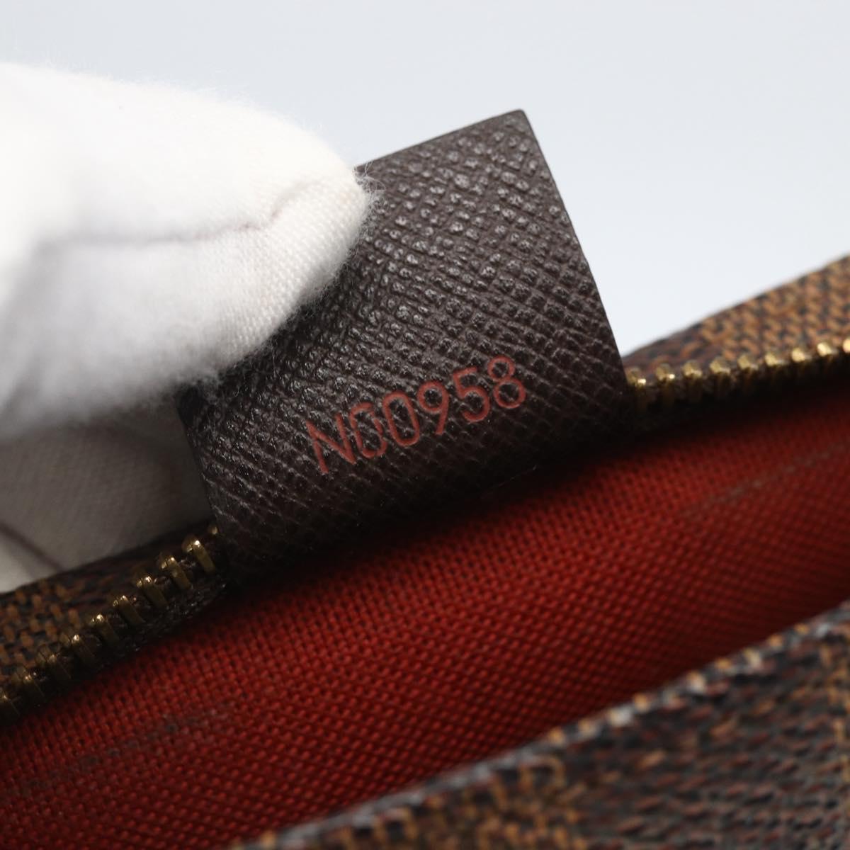 LOUIS VUITTON Damier Ebene Trousse Makeup Pouch N51982 LV Auth 157945