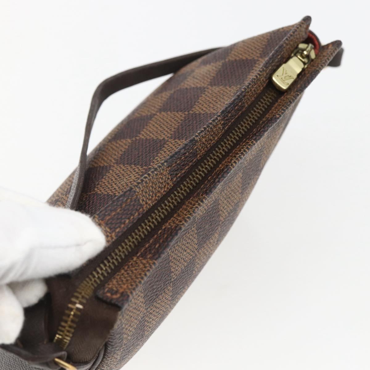 LOUIS VUITTON Damier Ebene Trousse Makeup Pouch N51982 LV Auth 157945