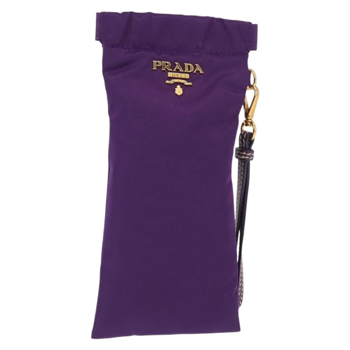 PRADA Glasses Pouch Nylon Purple Gold Auth 157958