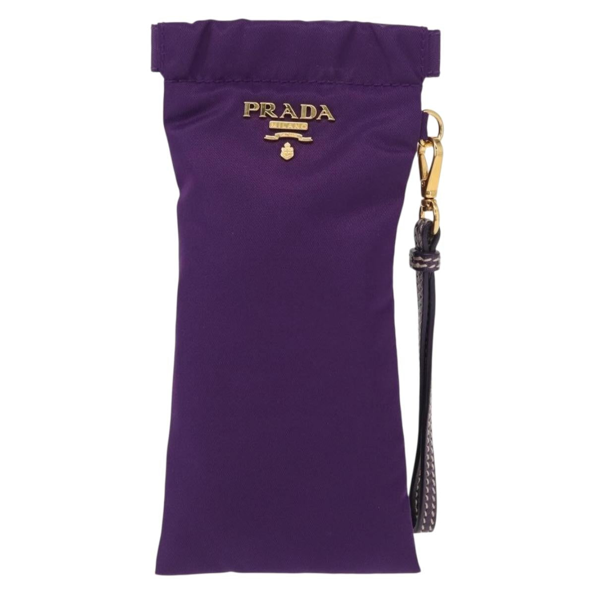PRADA Glasses Pouch Nylon Purple Gold Auth 157958