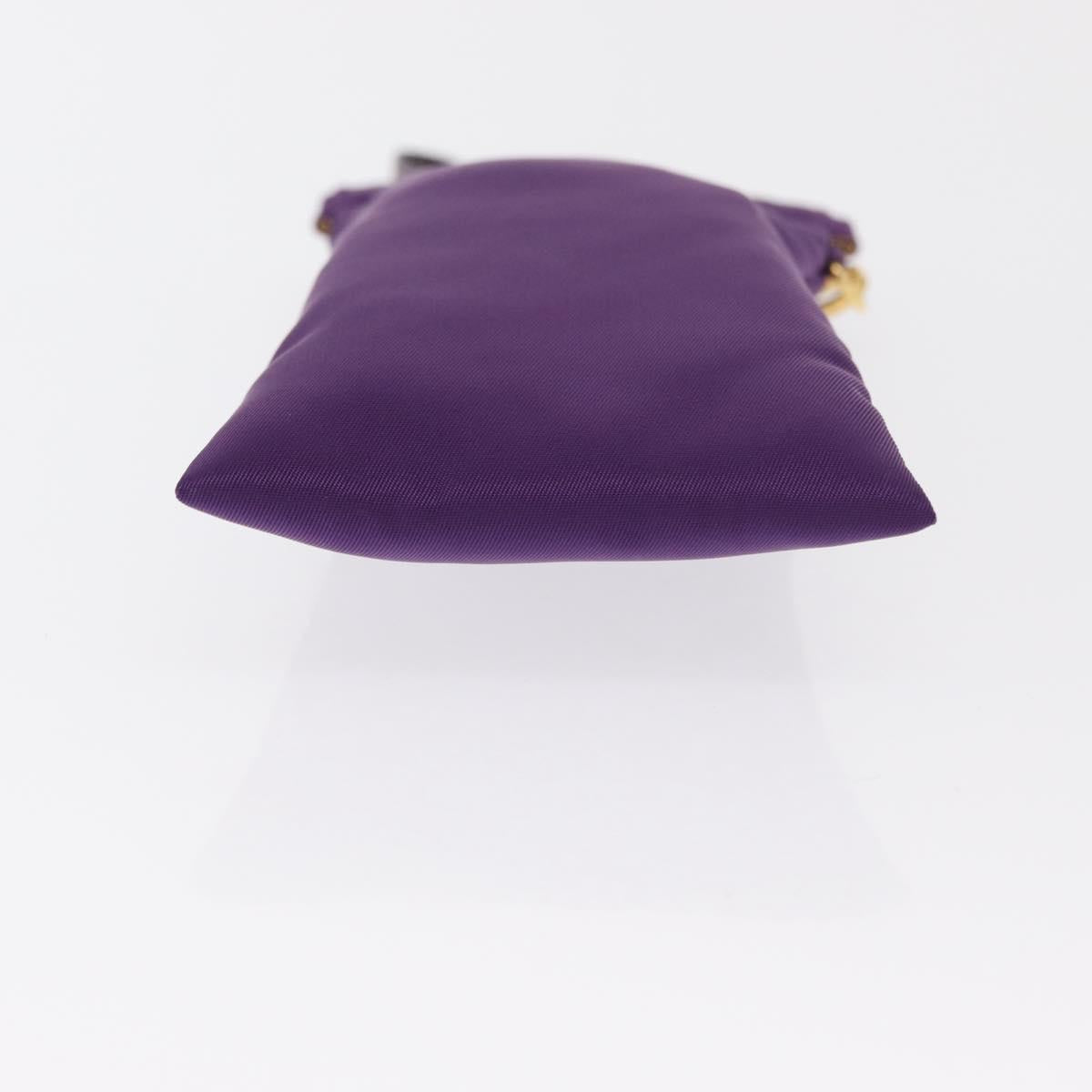 PRADA Glasses Pouch Nylon Purple Gold Auth 157958