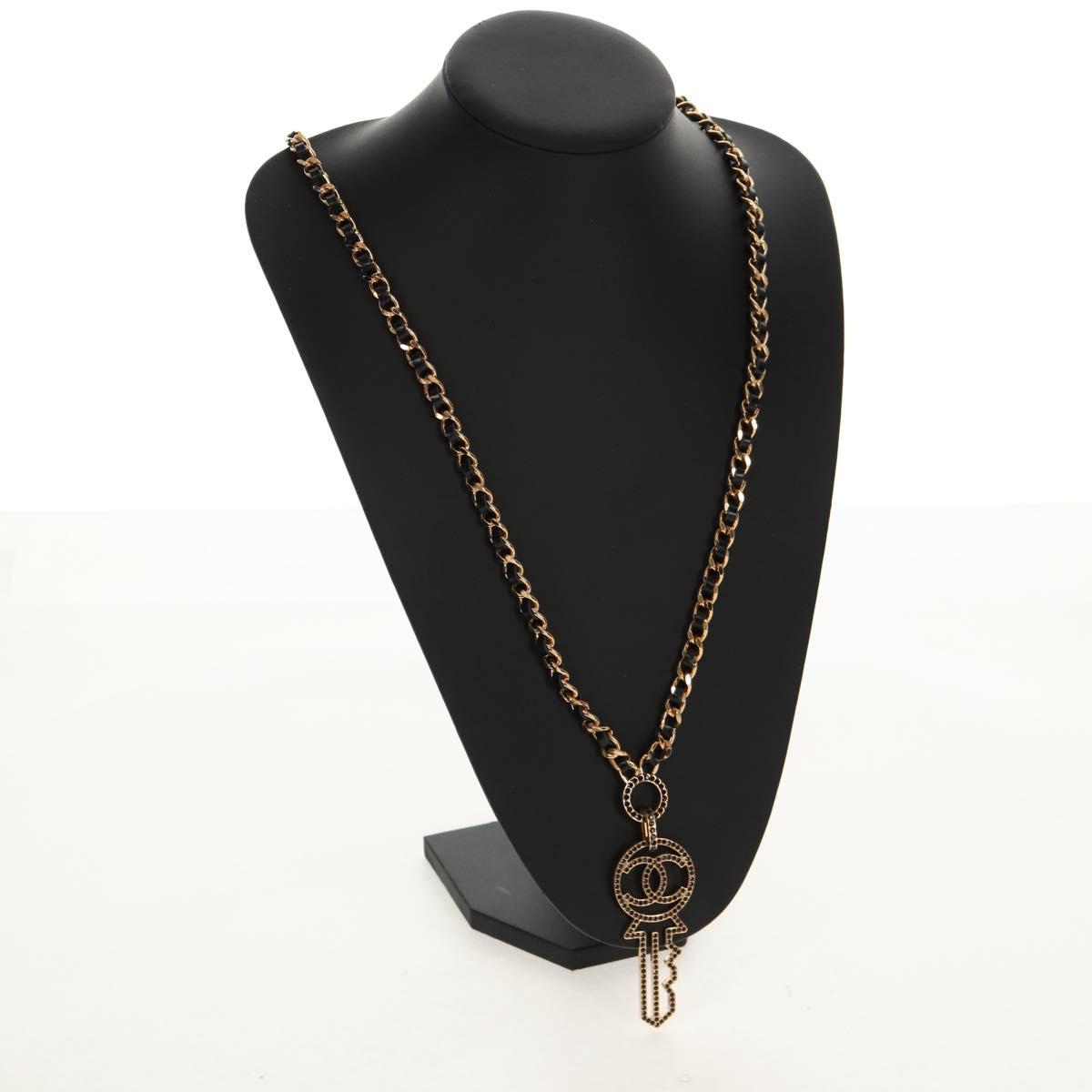 CHANEL Necklace metal Gold CC Auth 157977SM