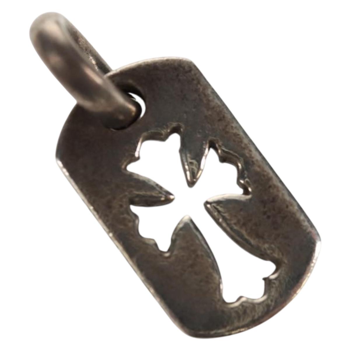 Chrome Hearts Tiny Cutout Cross Dog Tag Pendant top Ag925 Silver Auth 157994SAM