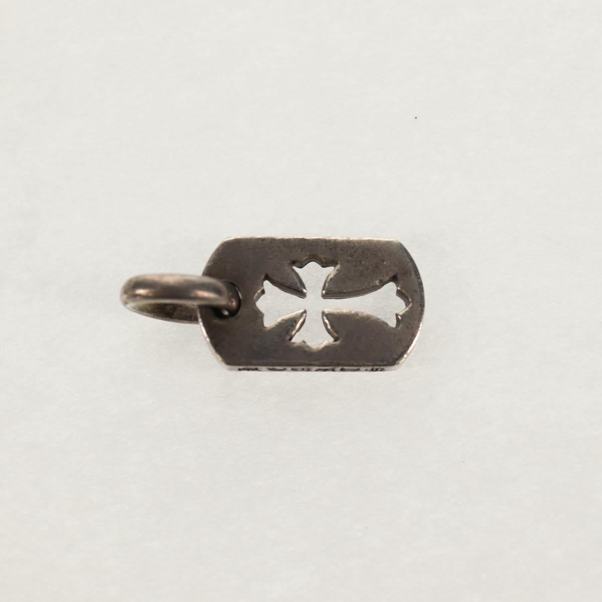 Chrome Hearts Tiny Cutout Cross Dog Tag Pendant top Ag925 Silver Auth 157994SAM