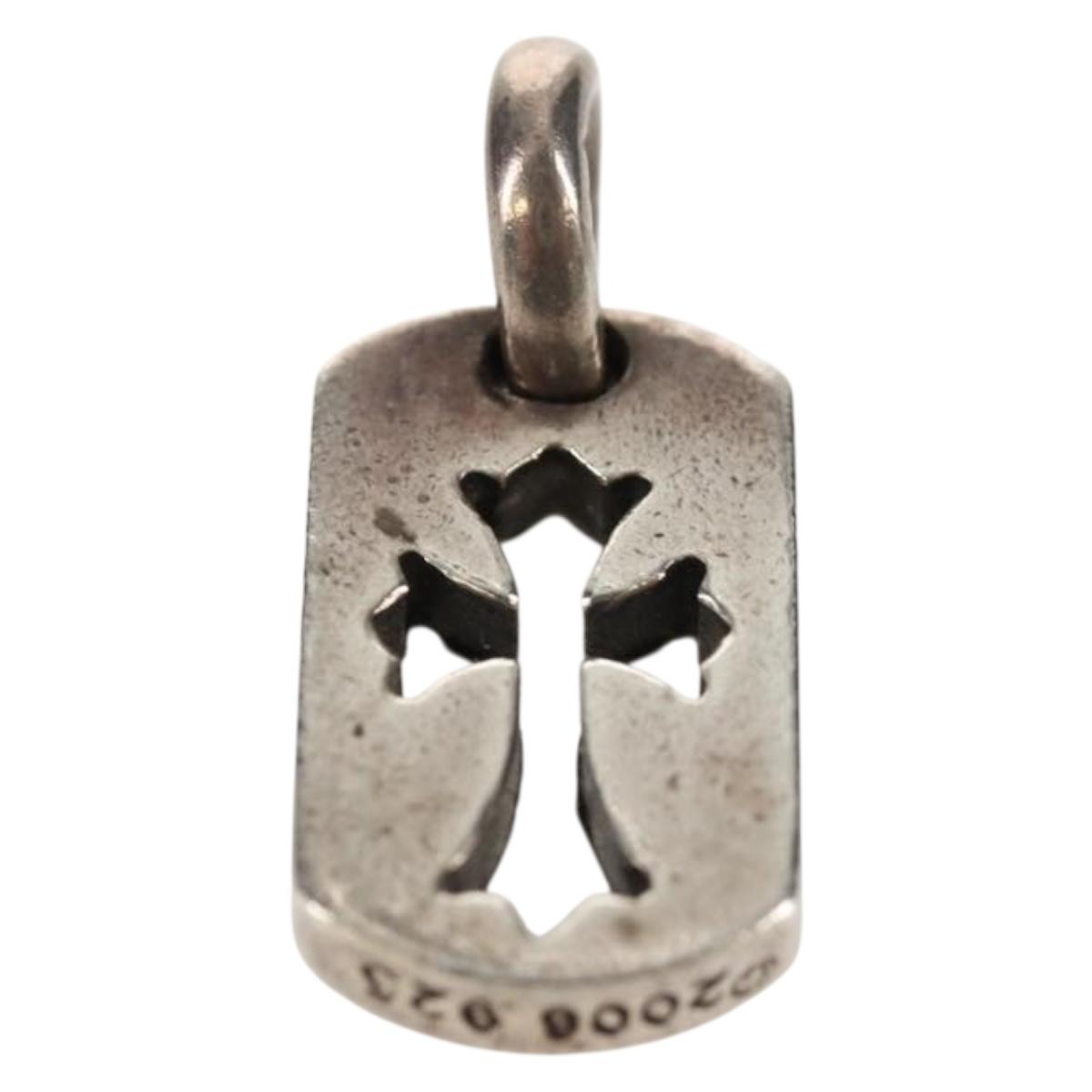 Chrome Hearts Tiny Cutout Cross Dog Tag Pendant top Ag925 Silver Auth 157997SAM