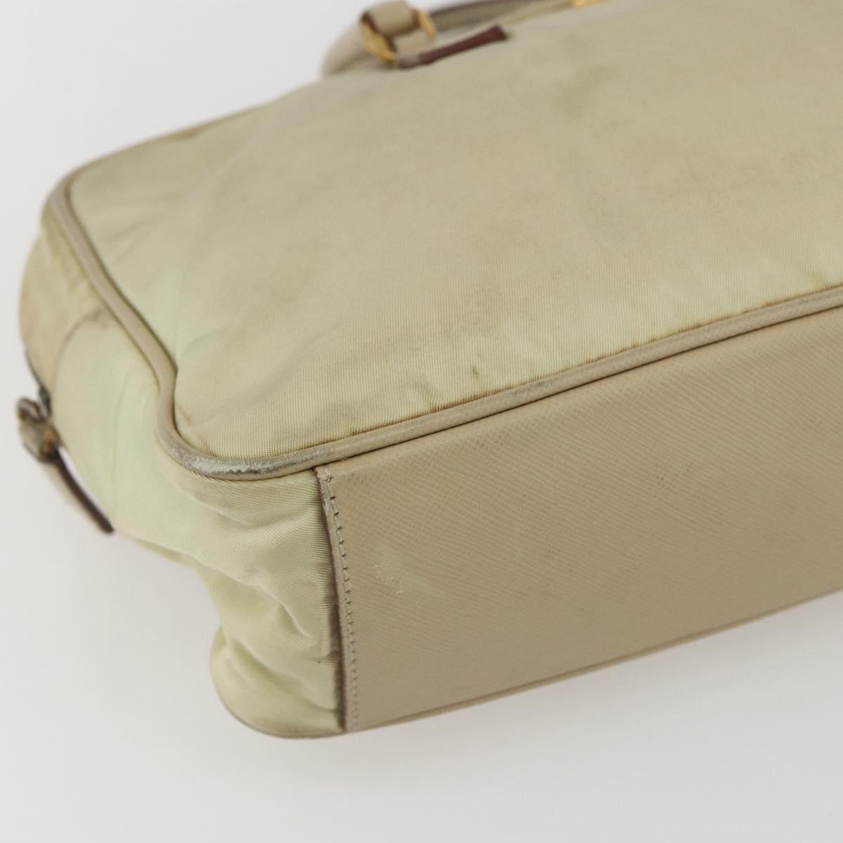 PRADA Hand Bag Nylon Ivory Gold Auth 158011