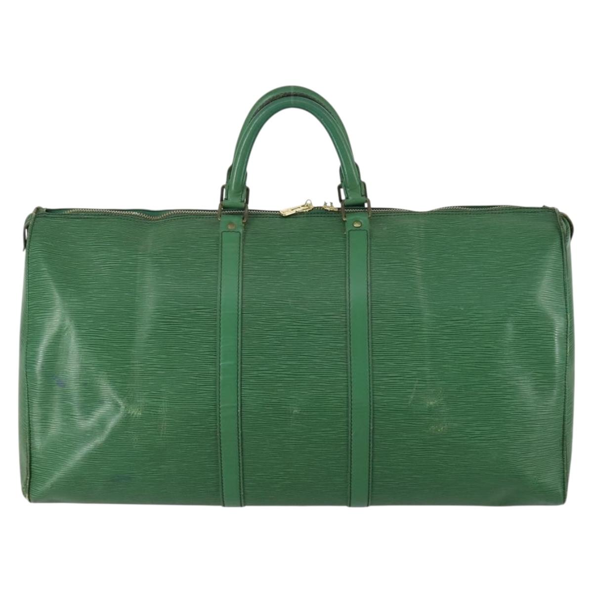 LOUIS VUITTON Epi Keepall 55 Boston Bag Green M42954 LV Auth 158013