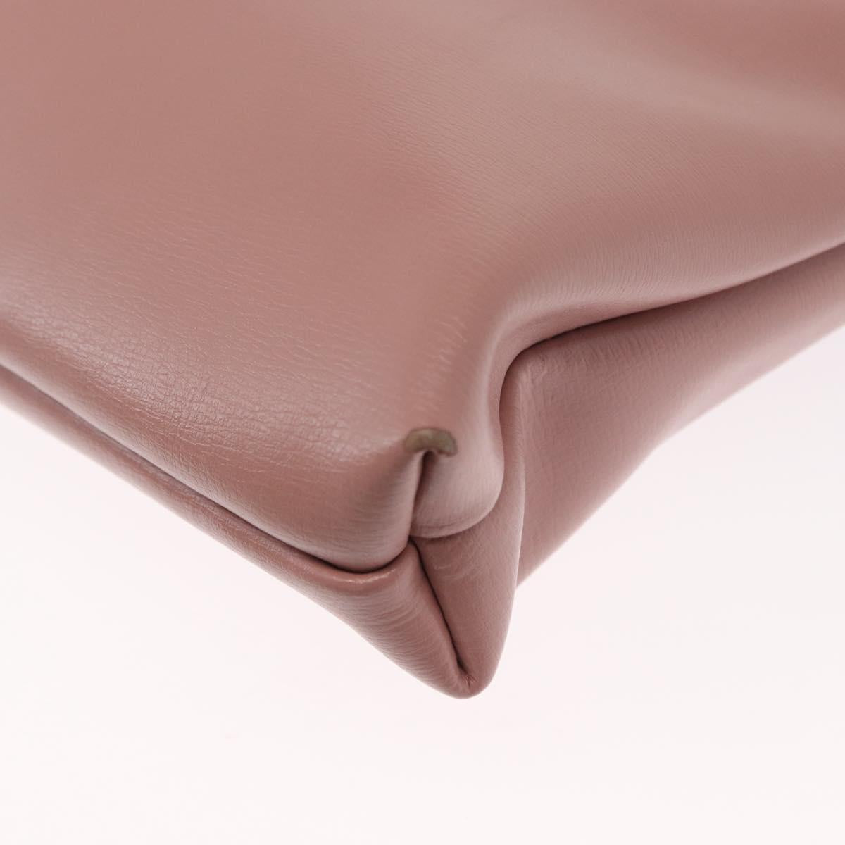 Salvatore Ferragamo Chain Vala Shoulder Bag Leather 2way Pink Gold Auth 158017