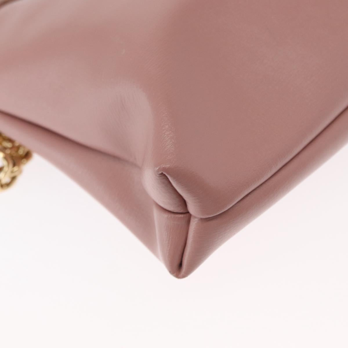 Salvatore Ferragamo Chain Vala Shoulder Bag Leather 2way Pink Gold Auth 158017