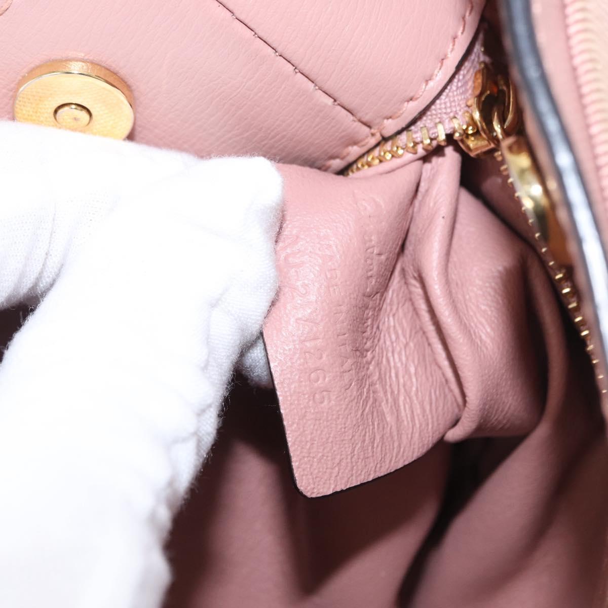 Salvatore Ferragamo Chain Vala Shoulder Bag Leather 2way Pink Gold Auth 158017