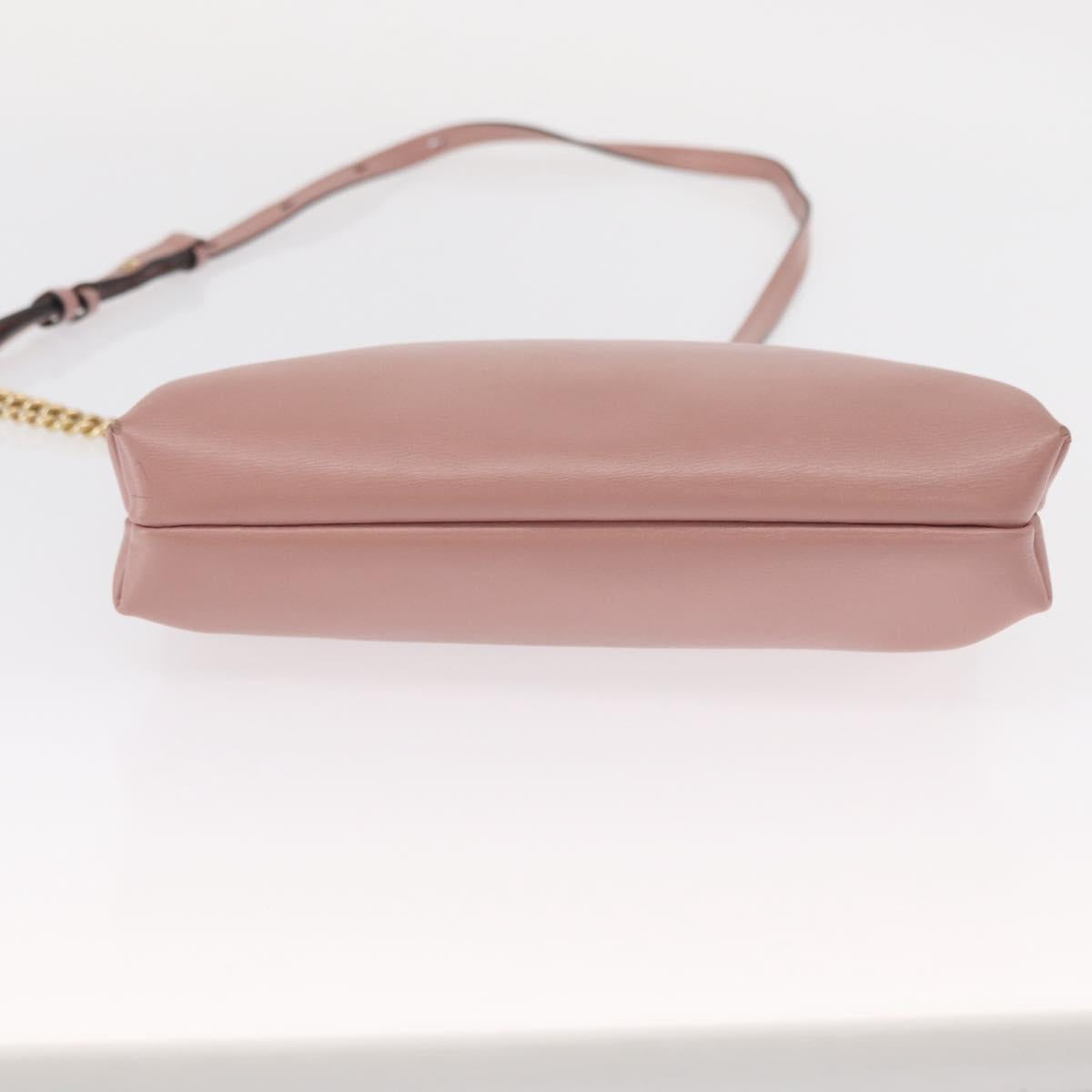 Salvatore Ferragamo Chain Vala Shoulder Bag Leather 2way Pink Gold Auth 158017