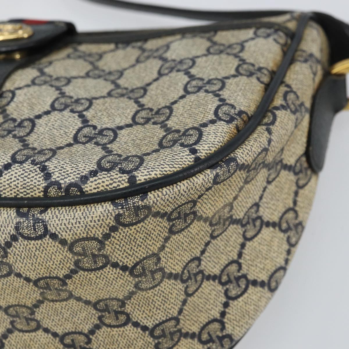 GUCCI GG Supreme Sherry Line Shoulder Bag PVC Navy Gold 89 02 032 Auth 158018