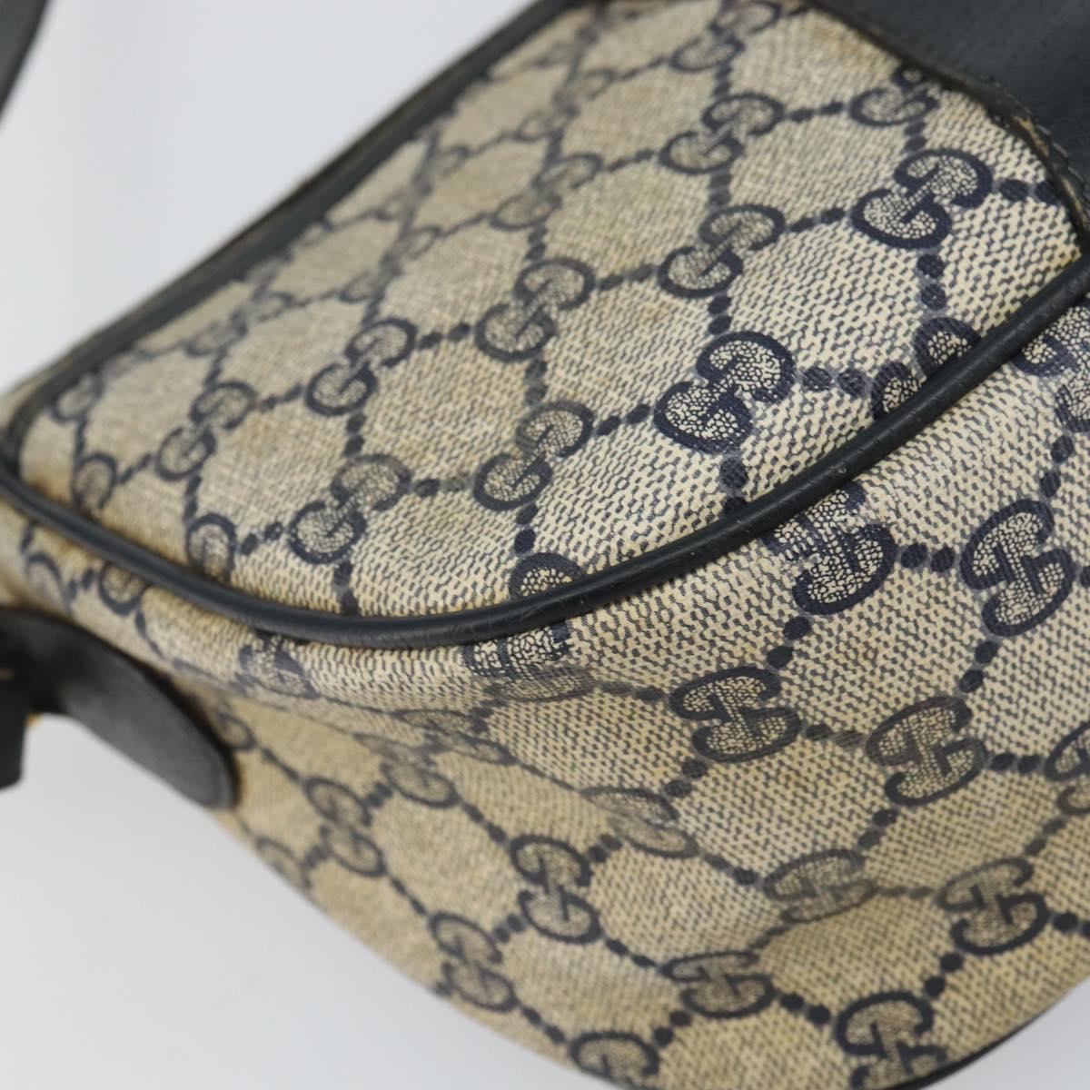 GUCCI GG Supreme Sherry Line Shoulder Bag PVC Navy Gold 89 02 032 Auth 158018