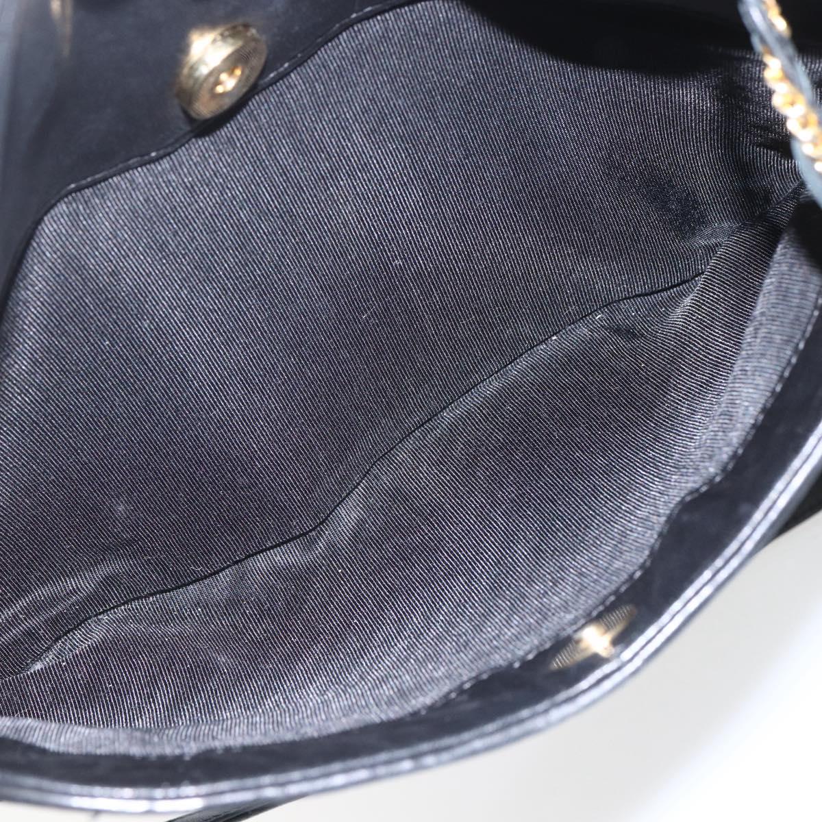 BALLY Chain Shoulder Bag Leather Black Gold Auth 158019