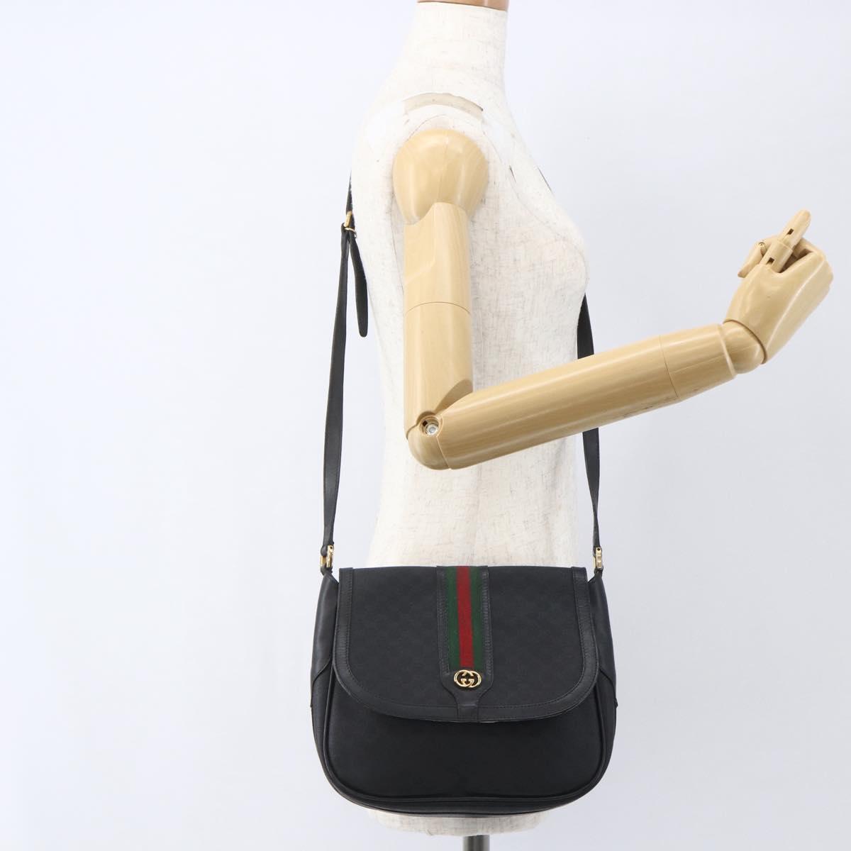 GUCCI Micro GG Supreme Web Sherry Line Bag PVC Black 001 116 0914 Auth 158025