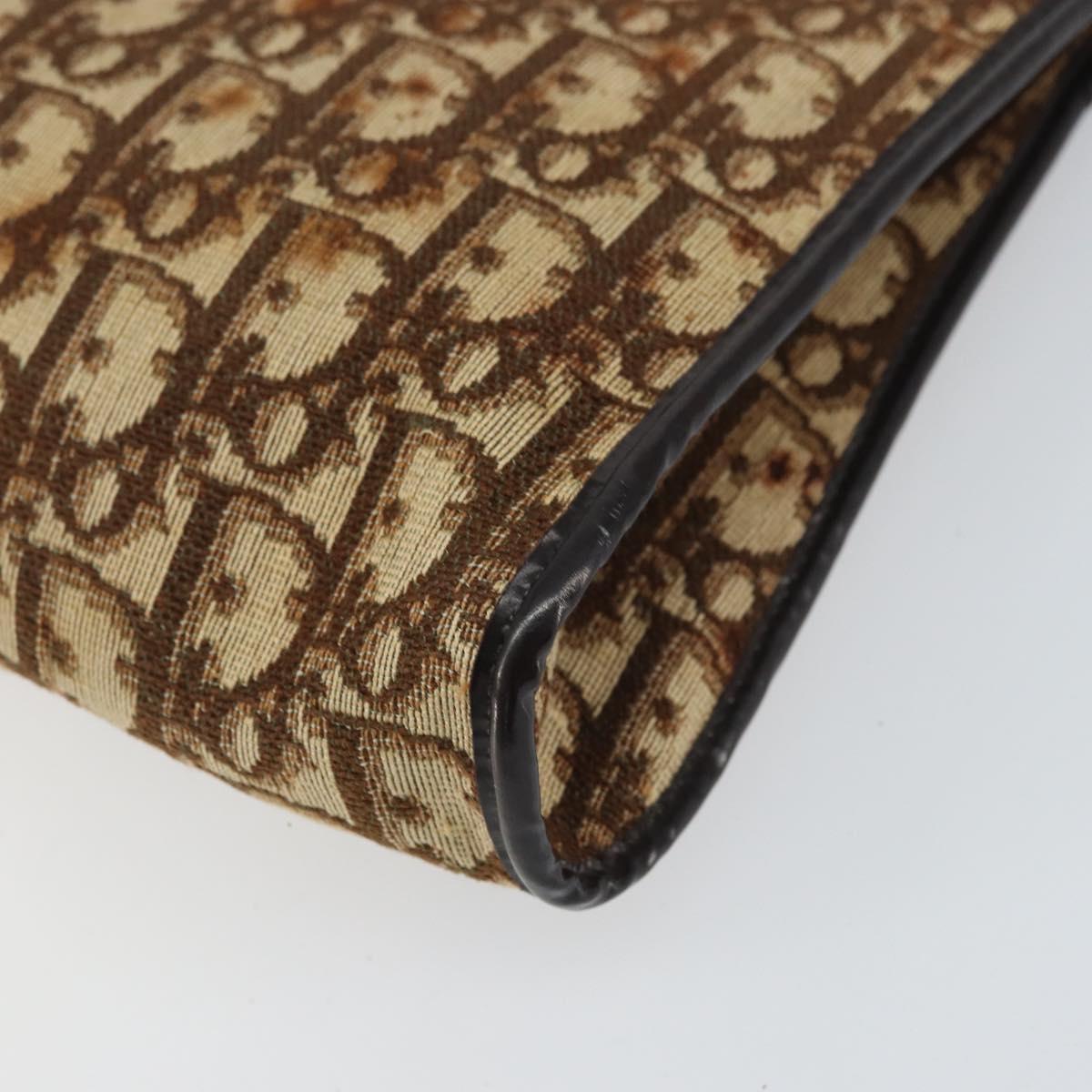 Christian Dior Trotter Canvas Shoulder Bag Beige Gold Auth 158032